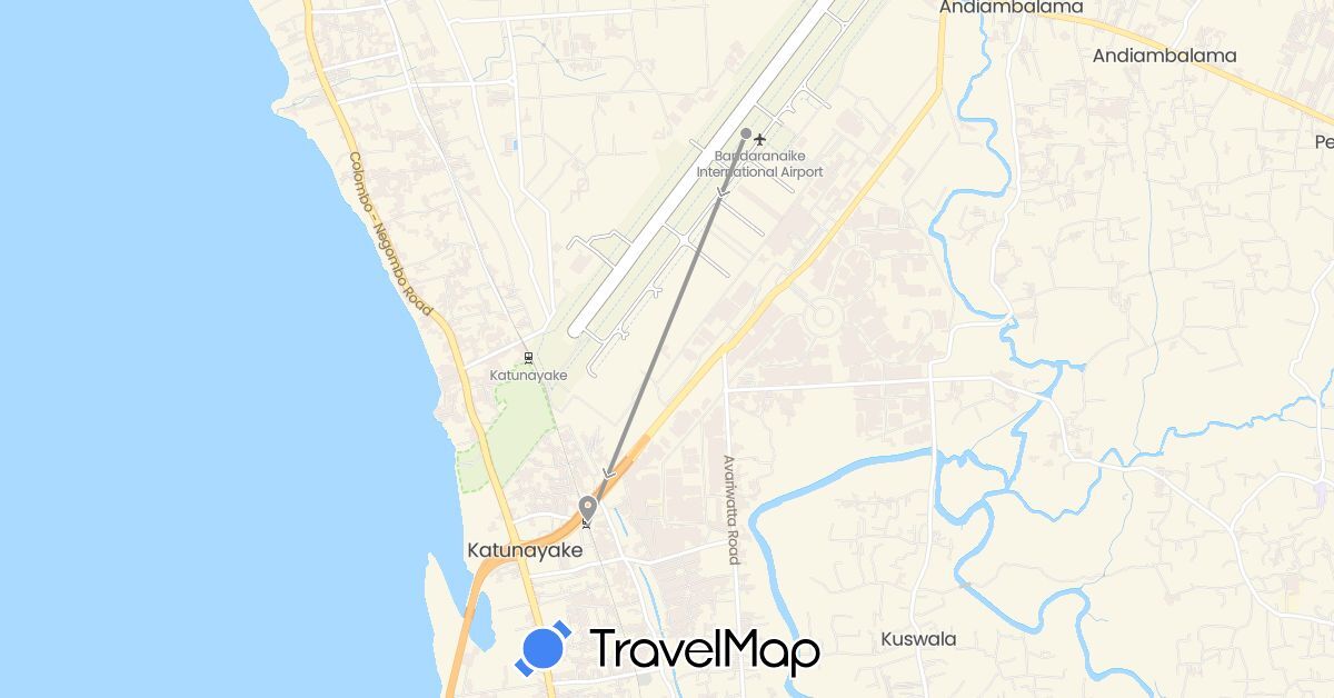 TravelMap itinerary: plane in Sri Lanka (Asia)